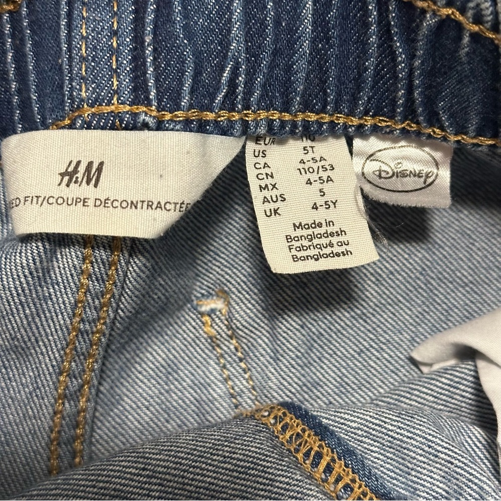H&M Disney Minnie Mouse & Figaro Jeans Girl’s Elastic Waist Denim Pants Size 5T - Picture 8 of 10